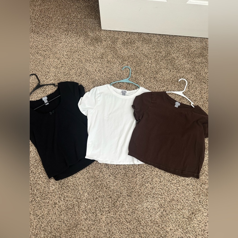 Bundle! Tilly’s Baby Tee Short Sleeve XXL Brown, White, Black